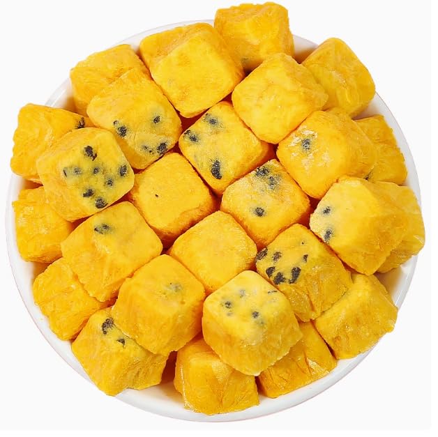 Freeze-Dried Passion Fruit Chunks 16oz/1 Pound Bulk Bag - Unsweetened Crunchy Tropical Snack for Baking & Desserts, Yogurt/Smoothie Topping, Camping & Tea Time