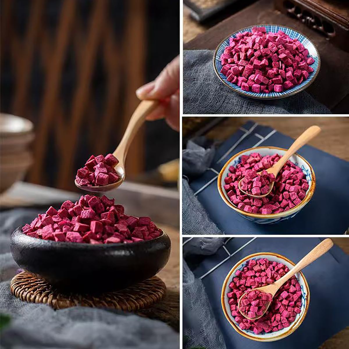 Freeze-dried beetroot 4.23oz. fruit and vegetable crisps, dehydrated vegetables, vegetable snacks, salads, porridge, milk tea, baking decoration materials - Image 2