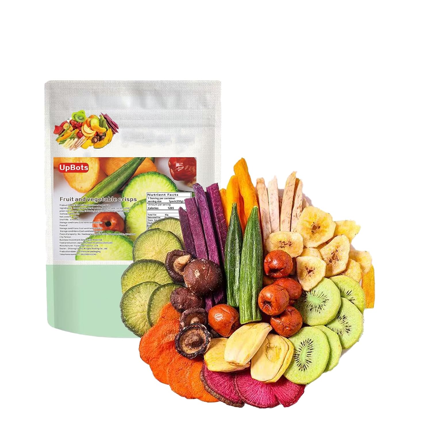 Vegetable and fruit chips 8.8 oz. Freeze-dried vegetable snacks, 12 kinds of fruits and vegetable fruit mixed pieces, crunchy mixed vegetable fruit snacks - Image 2