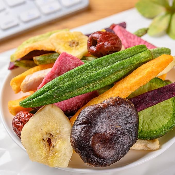 Freeze Dried Vegetables Snacks, 12 Types of Mixed Fruit and Vegetable Chips, Crunchy Mixed Vegetable Snacks, 250g/8.8oz per Pack (Pack of 1)