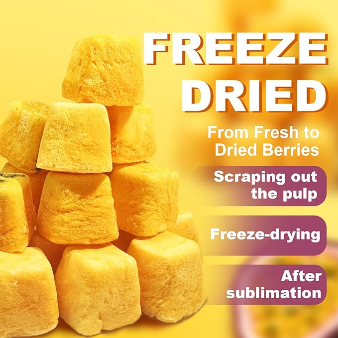Freeze-Dried Passion Fruit Chunks 16oz/1 Pound Bulk Bag - Unsweetened Crunchy Tropical Snack for Baking & Desserts, Yogurt/Smoothie Topping, Camping & Tea Time - Image 2