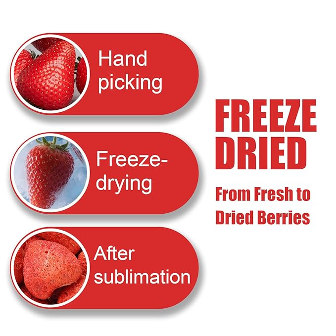 16 Oz Freeze-Dried Whole Strawberries - Dehydrated Fruit - Frozen No Sugar Added, No Additives - Premium Natural Single-Ingredient Strawberry - Perfect for Oatmeal, Cereal, Smoothies, Yogurt & Baking Toppings & Snacks - Image 2