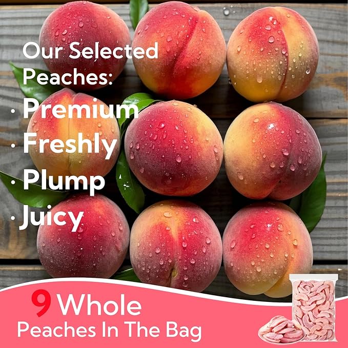 Premium Freeze Dried Peaches Chips 6.4oz/180g,Freeze Dried Fruit Crispy Snack,Natural Dried Peach Slices,Peaches Fresh Making,No Sugar Added,Kosher,Vegan,Low Calorie,Fat Free,Holiday Gifts - Image 2