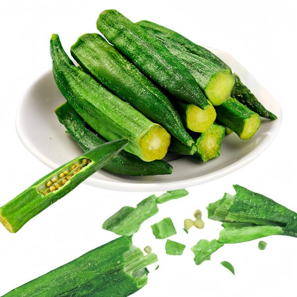 Okra Chips Freeze Dried Vegetables - Crunchy Dehydrated Okra Crisp, Sea Salt Flavor Snacks, Resealable Bag (4.41 Oz)